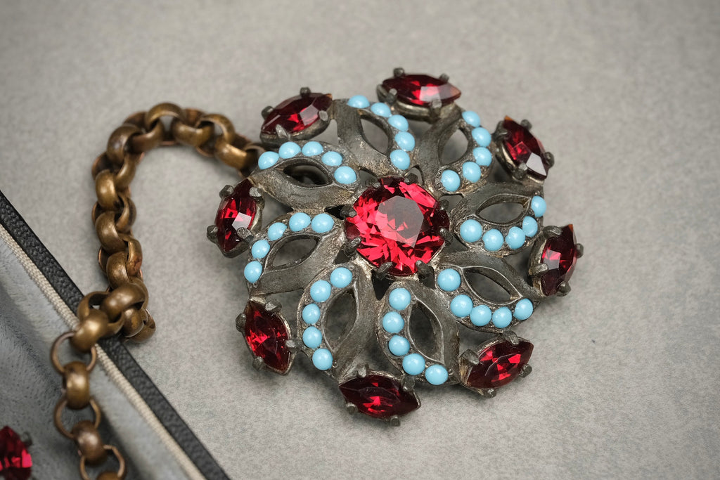 Rare 1930s Eisenberg Original Linked Dress Adornments – Book Piece, Fur Clip & Sew-On Ornaments