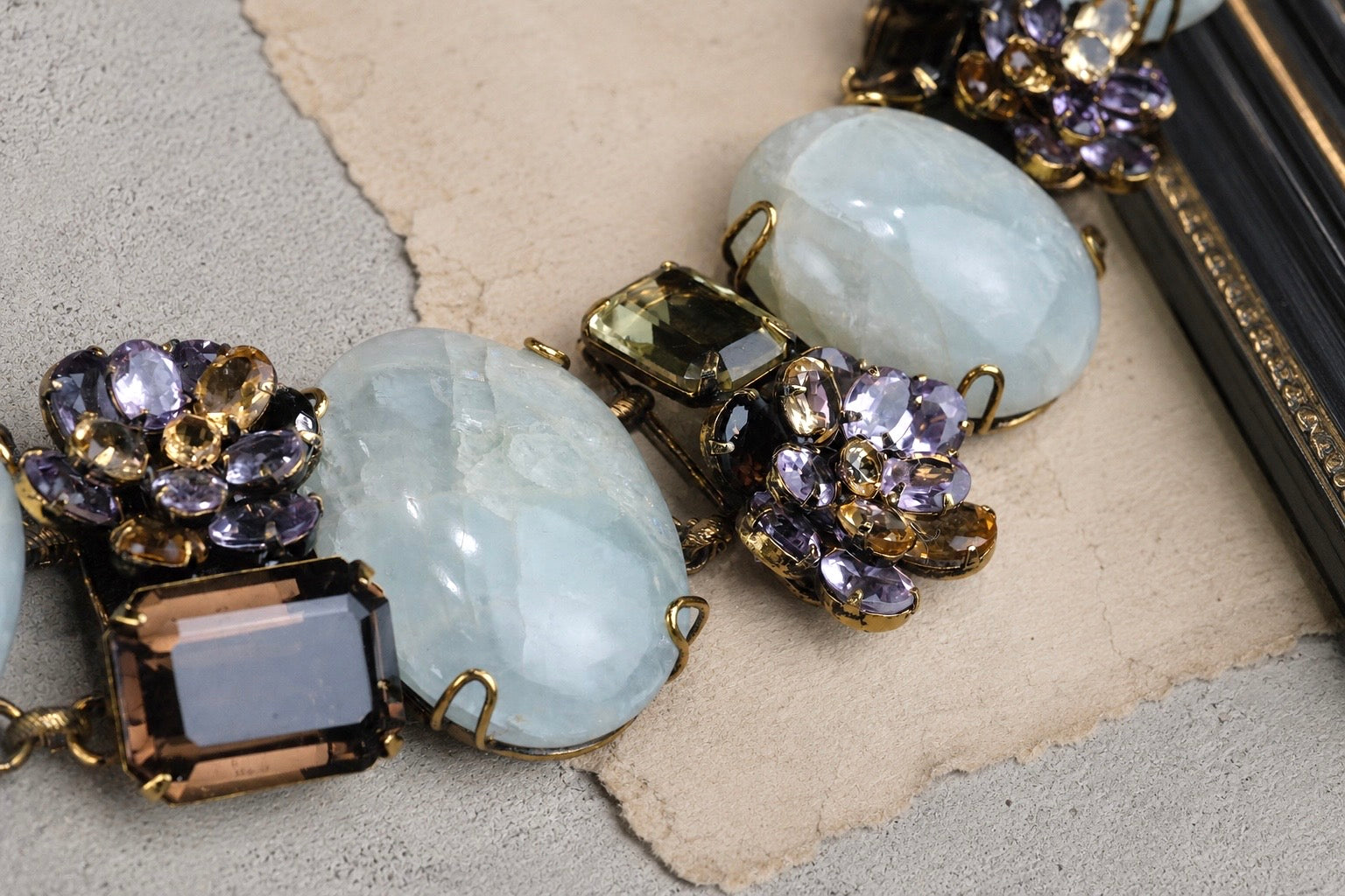 Vintage Iradj Moini Aquamarine & Mixed Quartz Statement Necklace