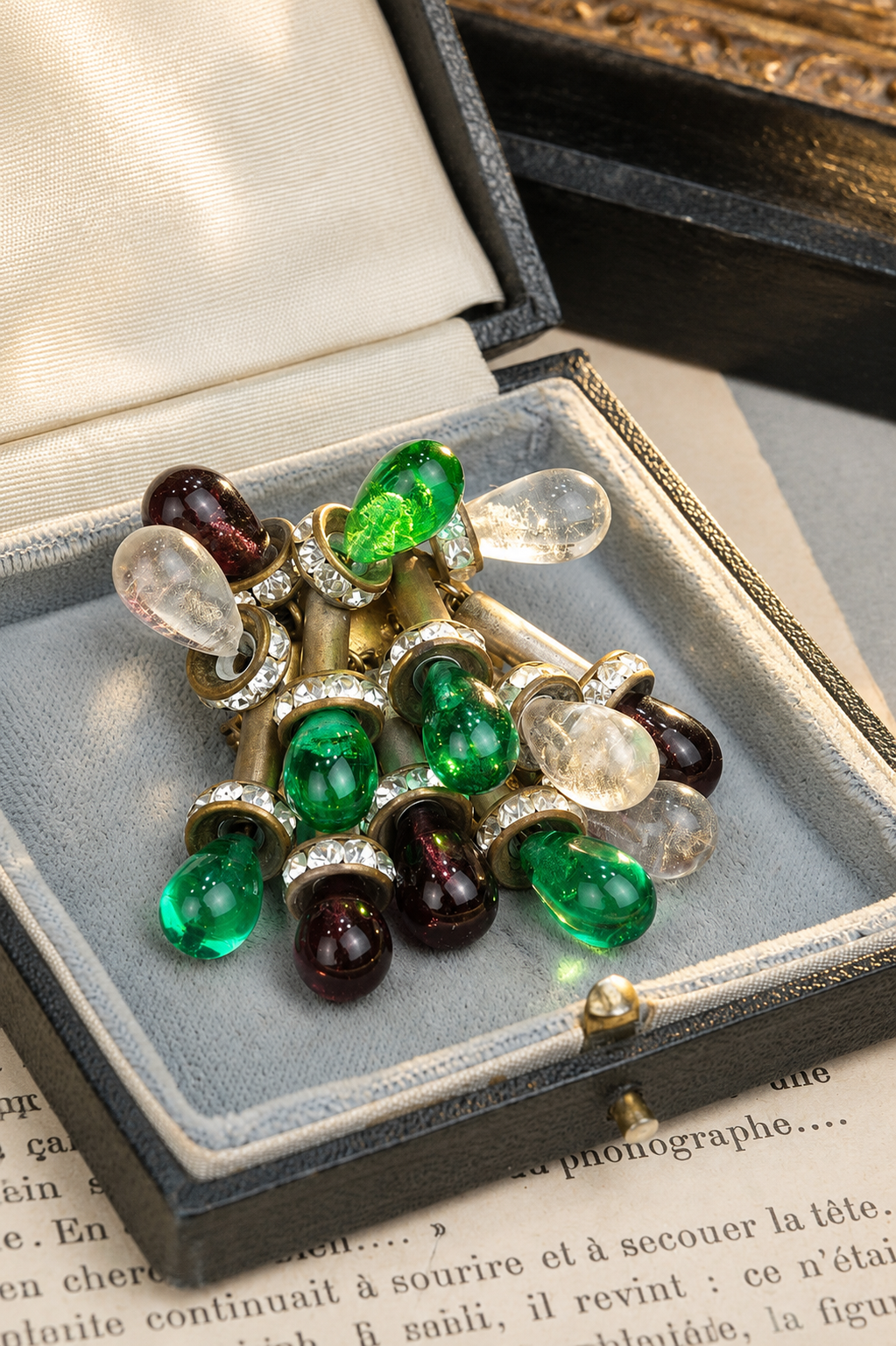 RARE Vintage Early Gripoix Poured Glass Firework Brooch | Multicolor Glass Drops