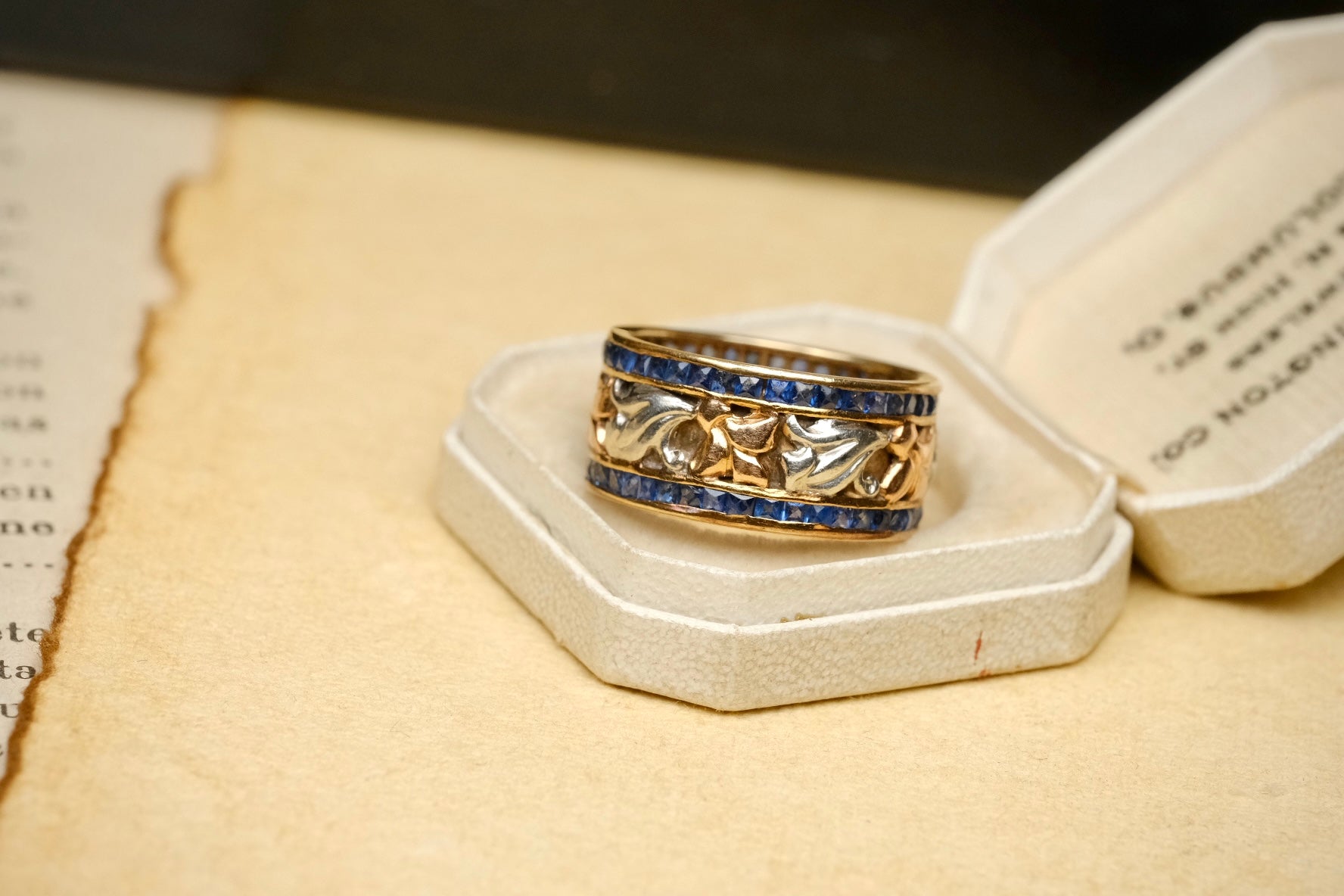 Side view of two-tone gold ring