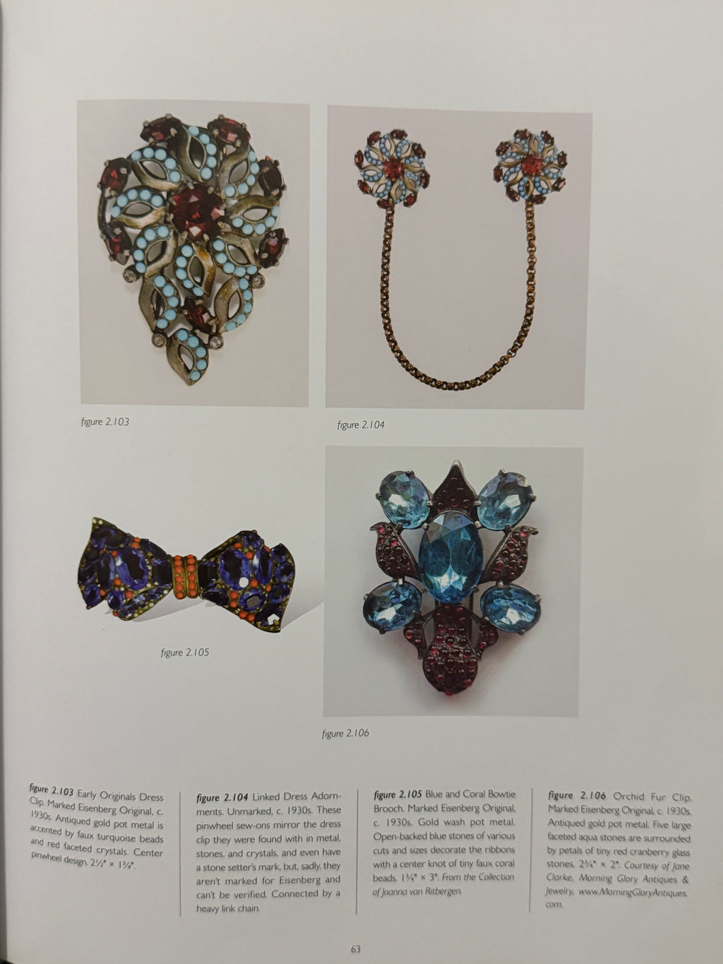 Rare 1930s Eisenberg Original Linked Dress Adornments – Book Piece, Fur Clip & Sew-On Ornaments