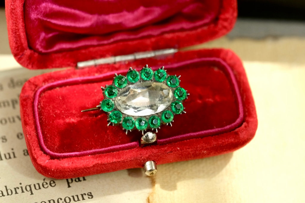 Georgian early 19th-century brooch central likely rock crystal and green paste detail