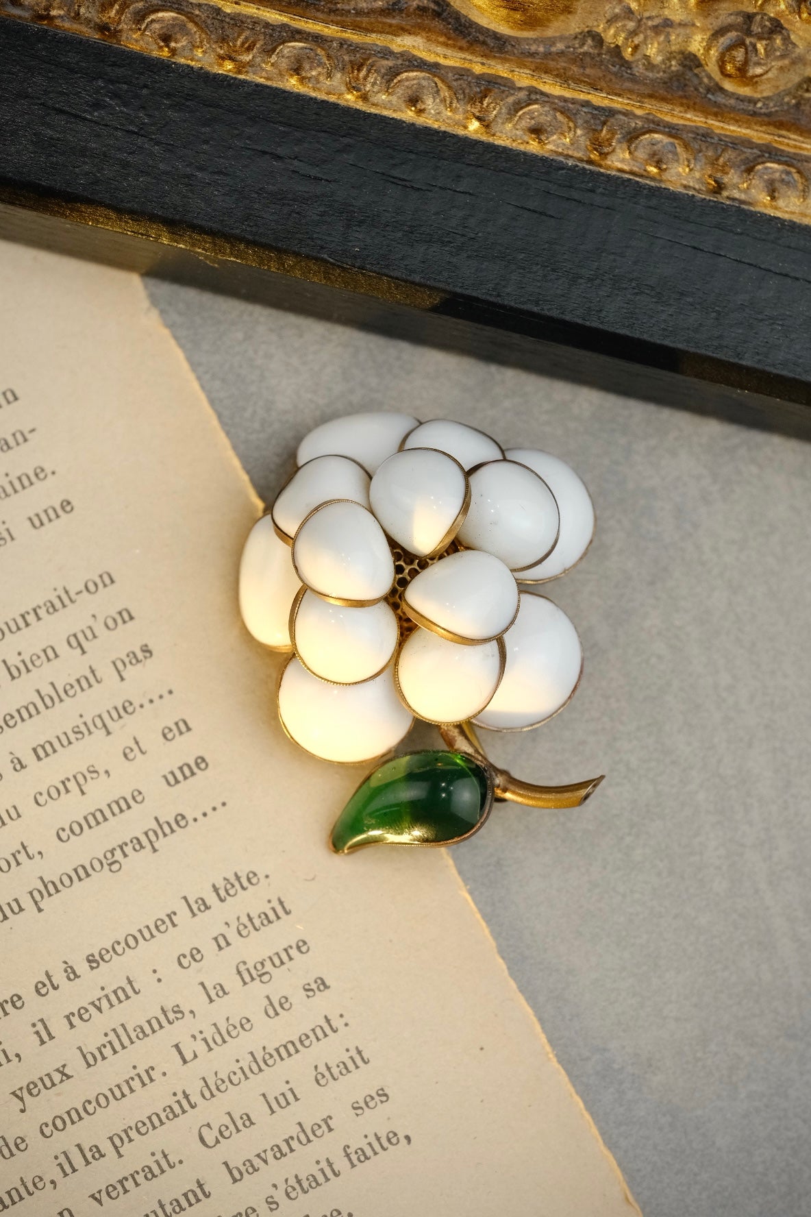 Vintage Maison Gripoix for Chanel White Gripoix Camellia Brooch | France Signed