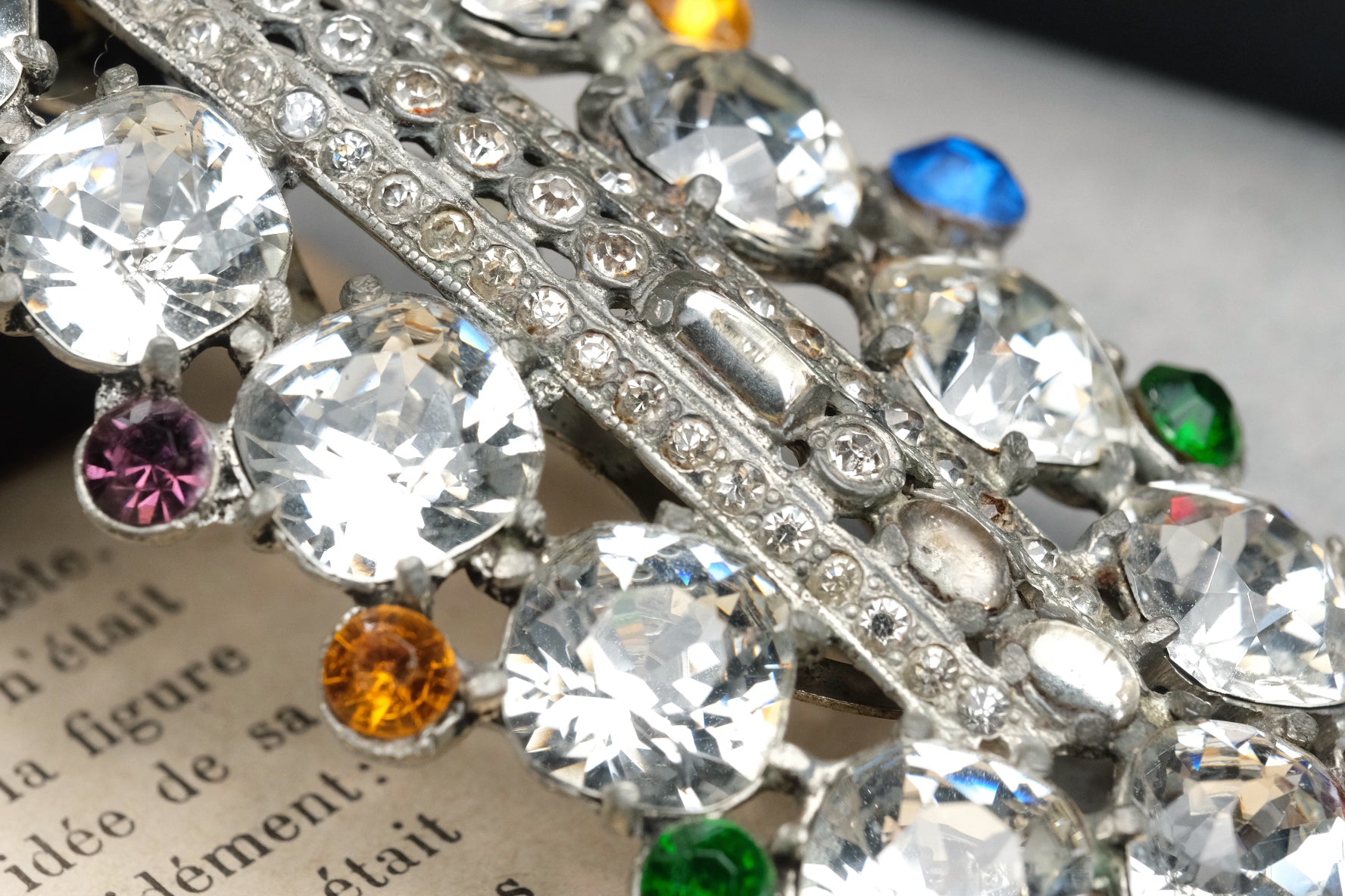Vintage Eisenberg Original Large Crystal Dress Clip Multicolor Rhinestones