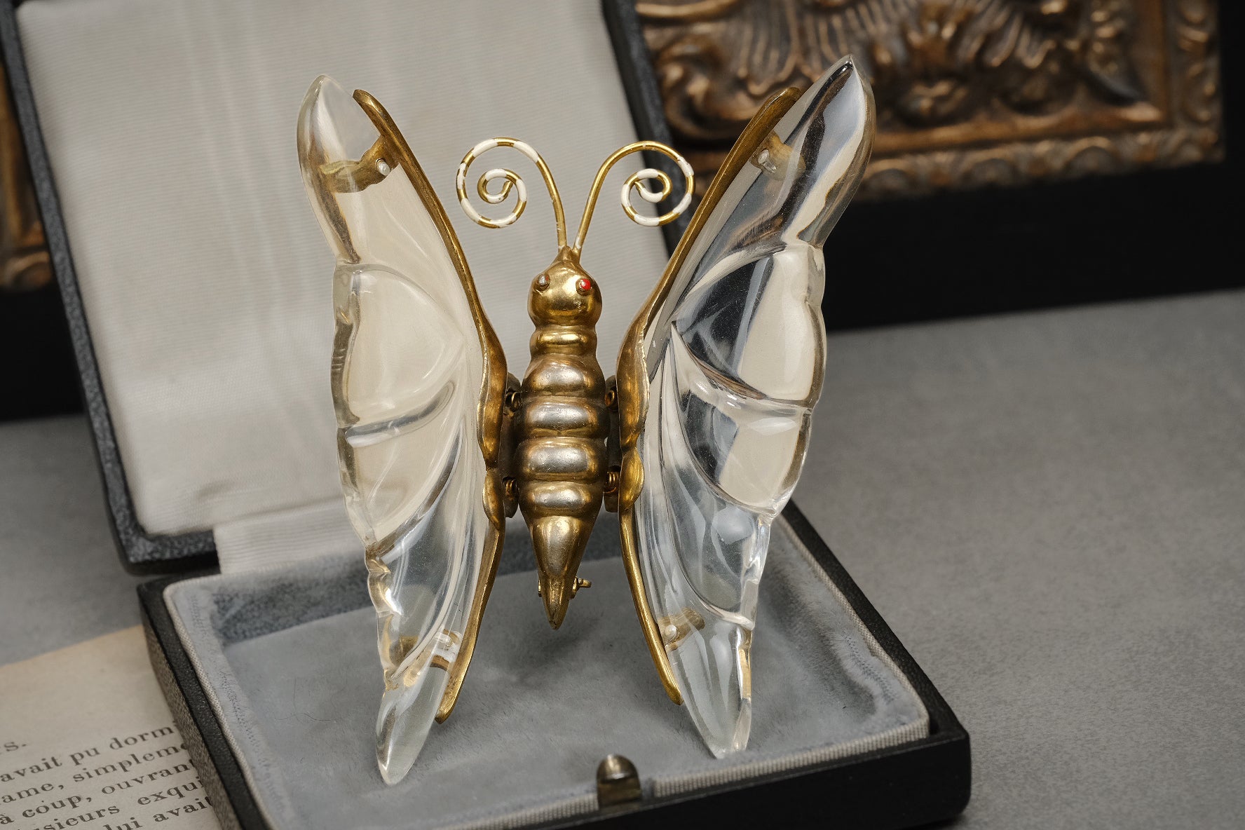 Rare Vintage 1940s Unsigned Jelly Belly Butterfly Brooch Trembler Wings Book Piece Similar