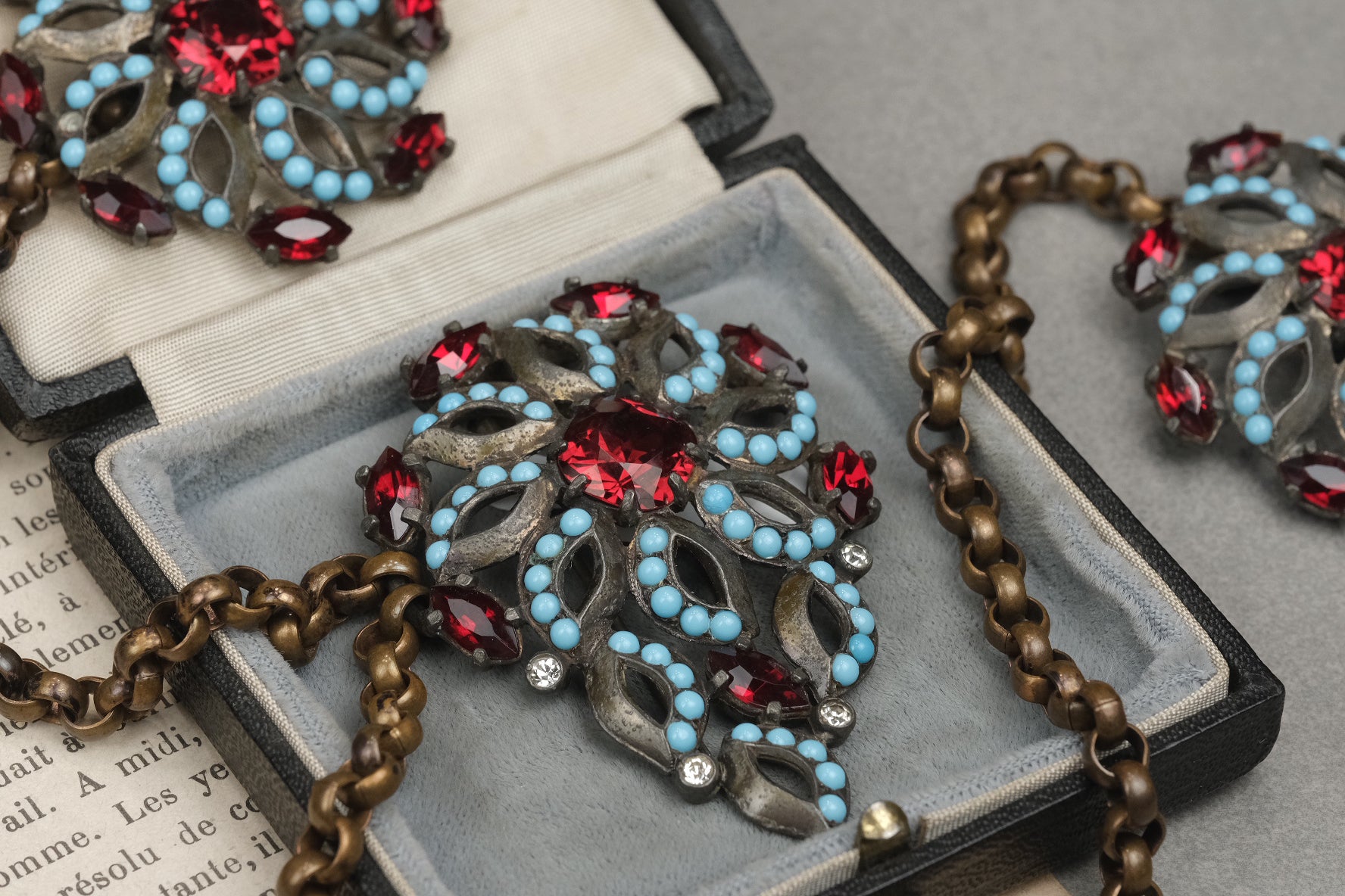 Rare 1930s Eisenberg Original Linked Dress Adornments – Book Piece, Fur Clip & Sew-On Ornaments