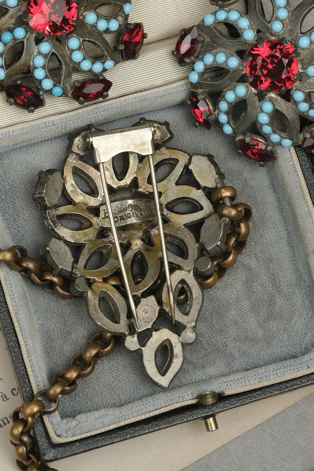 Rare 1930s Eisenberg Original Linked Dress Adornments – Book Piece, Fur Clip & Sew-On Ornaments