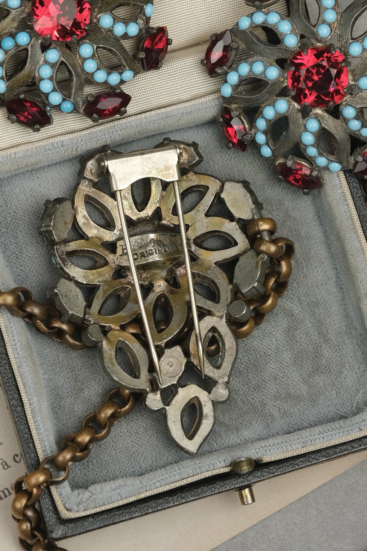 Rare 1930s Eisenberg Original Linked Dress Adornments – Book Piece, Fur Clip & Sew-On Ornaments