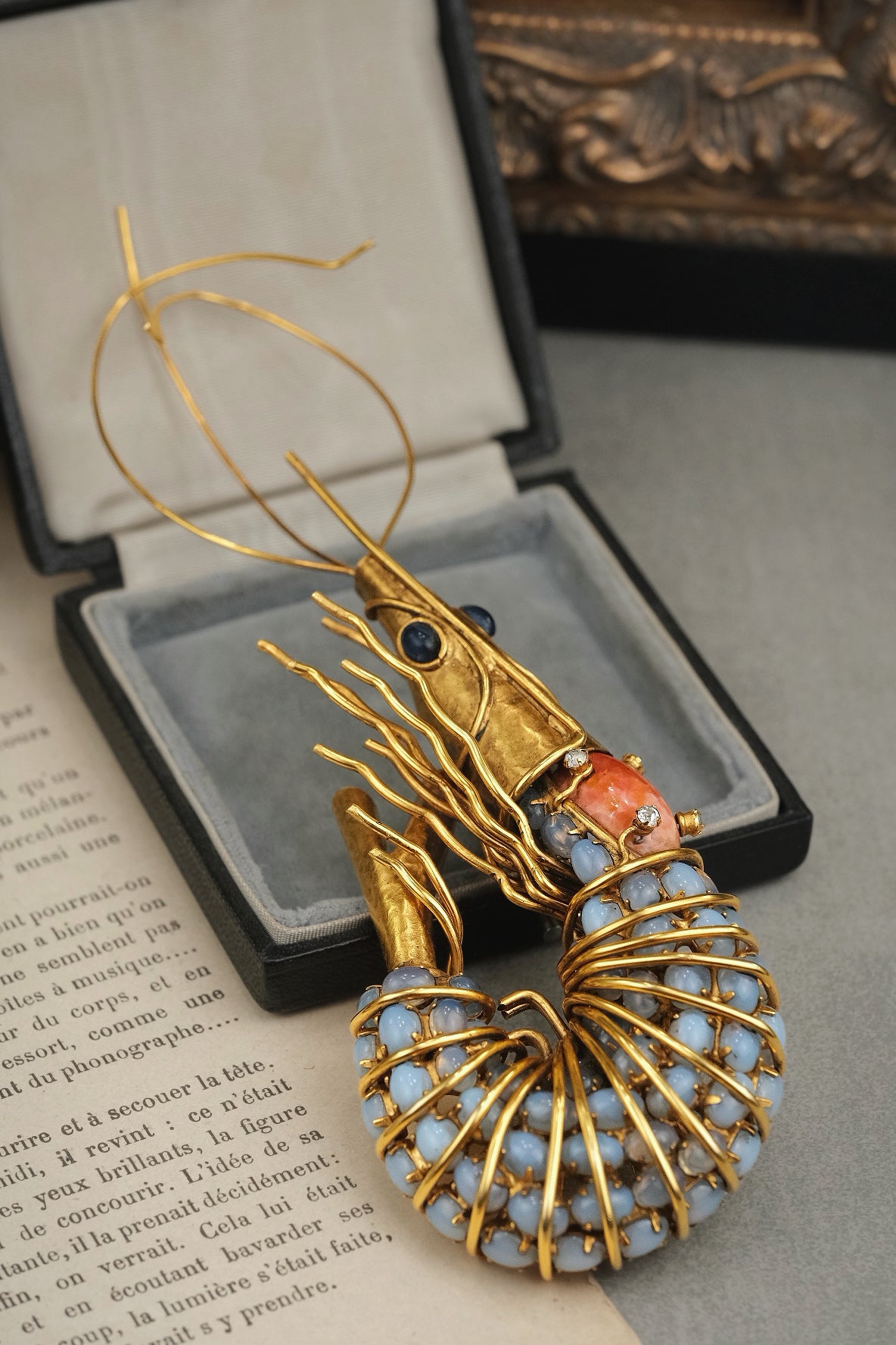 Rare Iradj Moini Handmade Shrimp Brooch – Large Figural Statement Piece