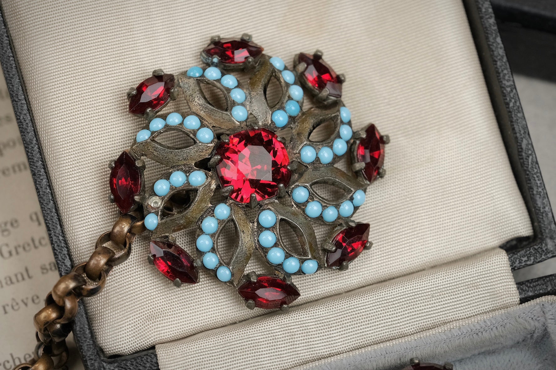 Rare 1930s Eisenberg Original Linked Dress Adornments – Book Piece, Fur Clip & Sew-On Ornaments