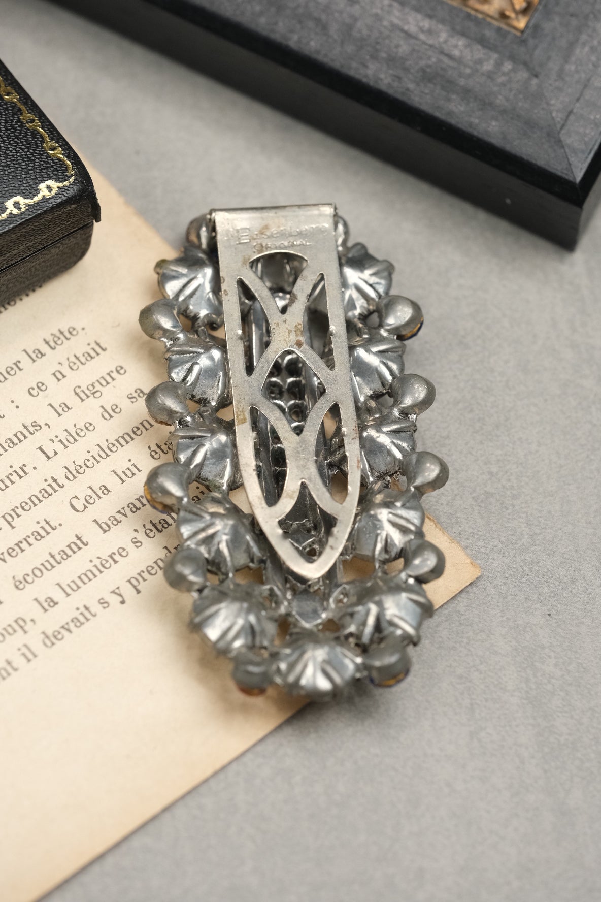 Vintage Eisenberg Original Large Crystal Dress Clip Multicolor Rhinestones