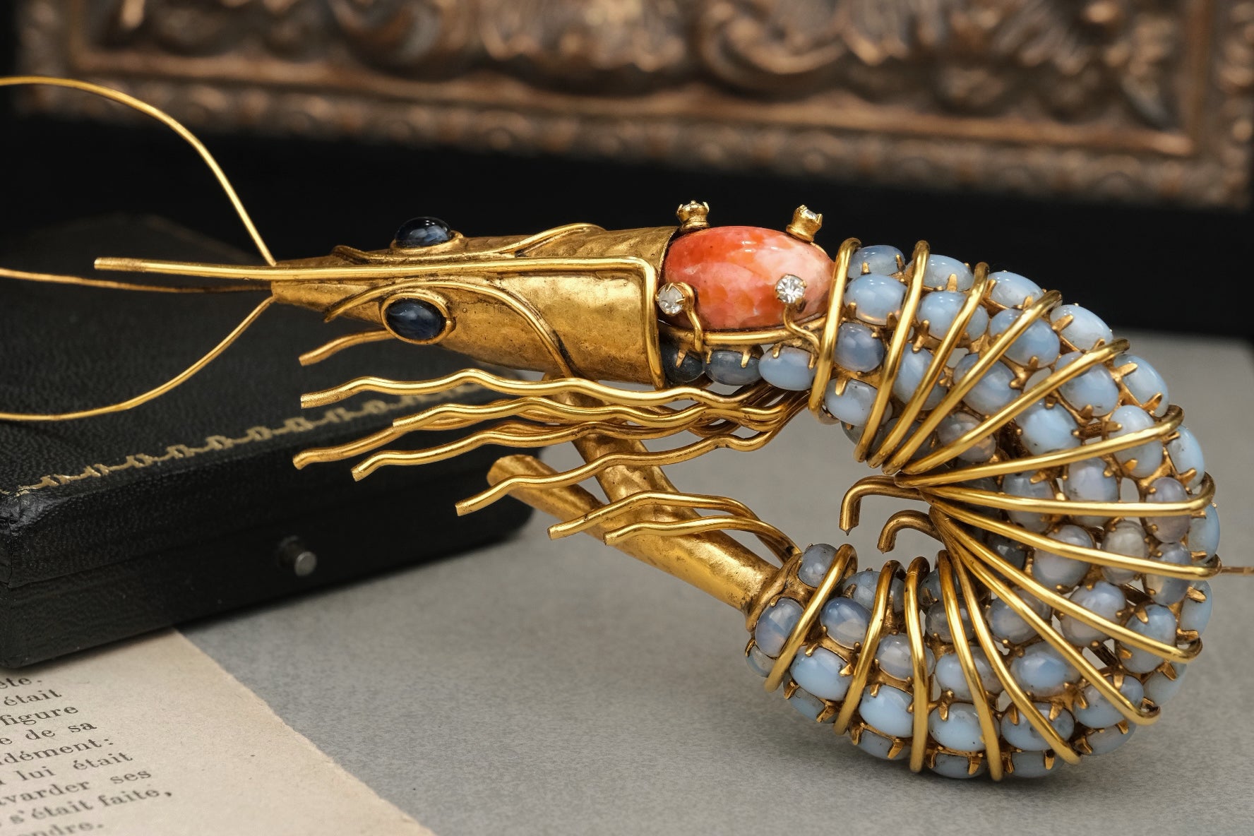 Rare Iradj Moini Handmade Shrimp Brooch – Large Figural Statement Piece