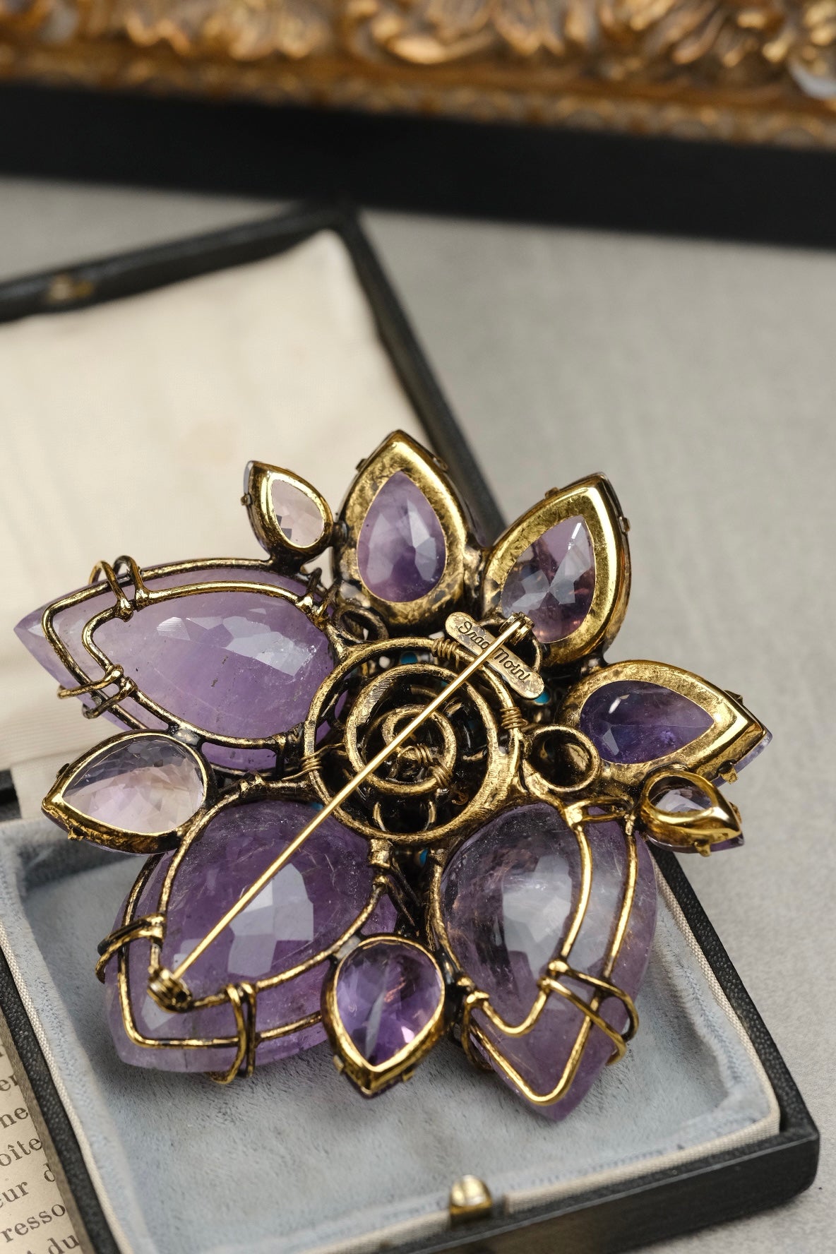 Vintage Iradj Moini Amethyst & Turquoise Brooch