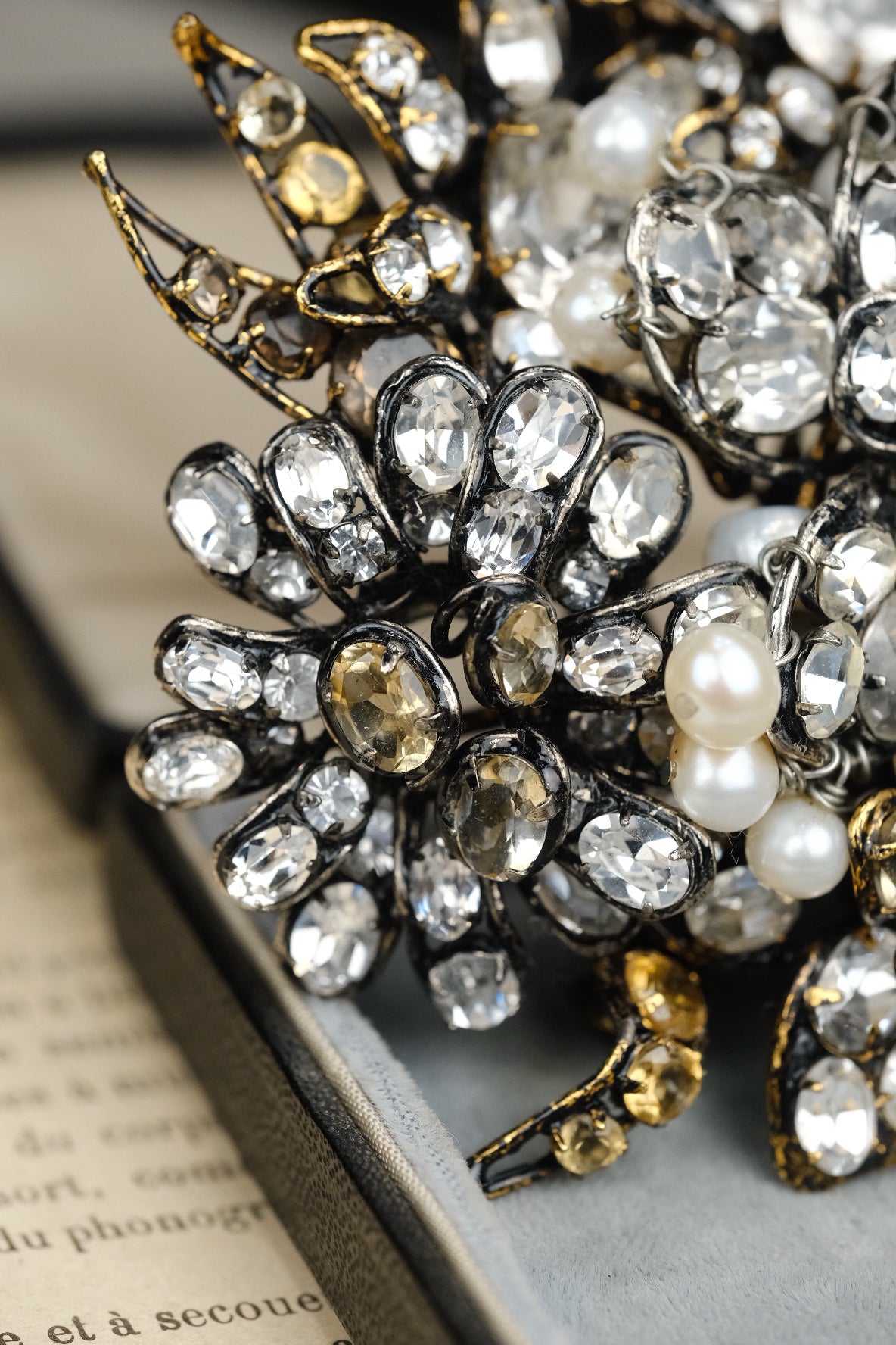 Vintage Iradj Moini Signed Giant Crystal Brooch with Natural Rock Crystal, Citrine & Pearls