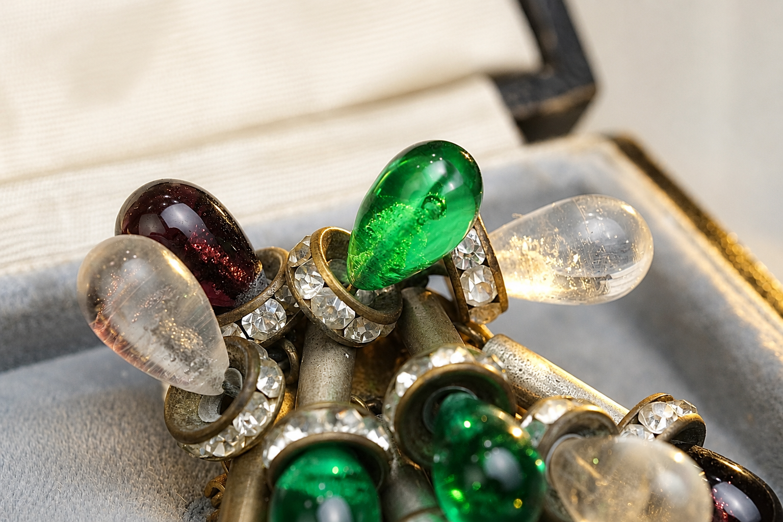 RARE Vintage Early Gripoix Poured Glass Firework Brooch | Multicolor Glass Drops