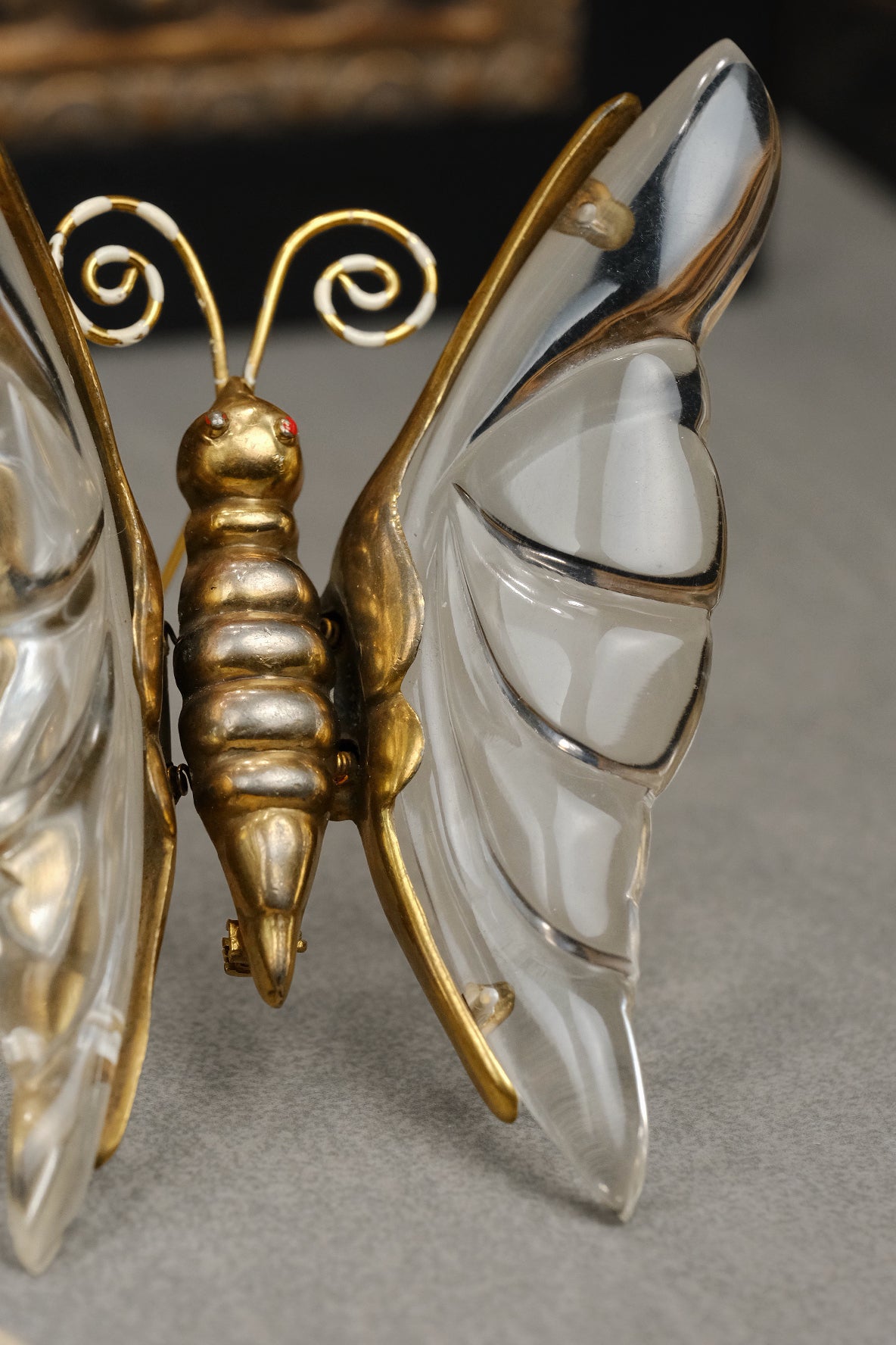 Rare Vintage 1940s Unsigned Jelly Belly Butterfly Brooch Trembler Wings Book Piece Similar
