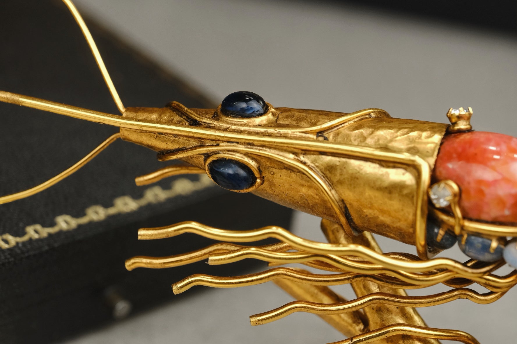 Rare Iradj Moini Handmade Shrimp Brooch – Large Figural Statement Piece