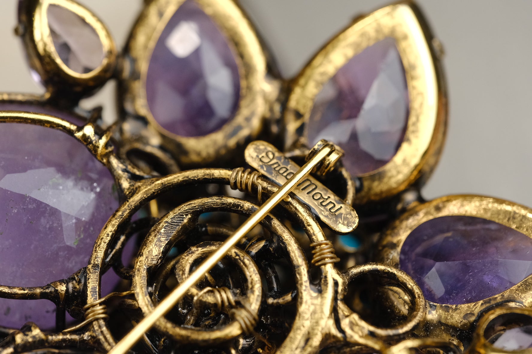 Vintage Iradj Moini Amethyst & Turquoise Brooch