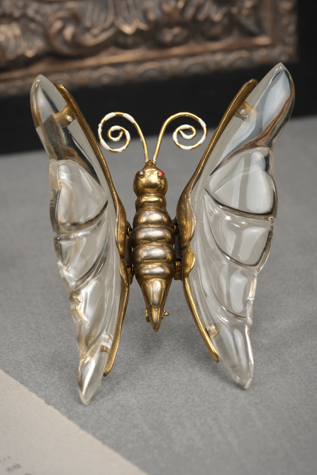 Rare Vintage 1940s Unsigned Jelly Belly Butterfly Brooch Trembler Wings Book Piece Similar