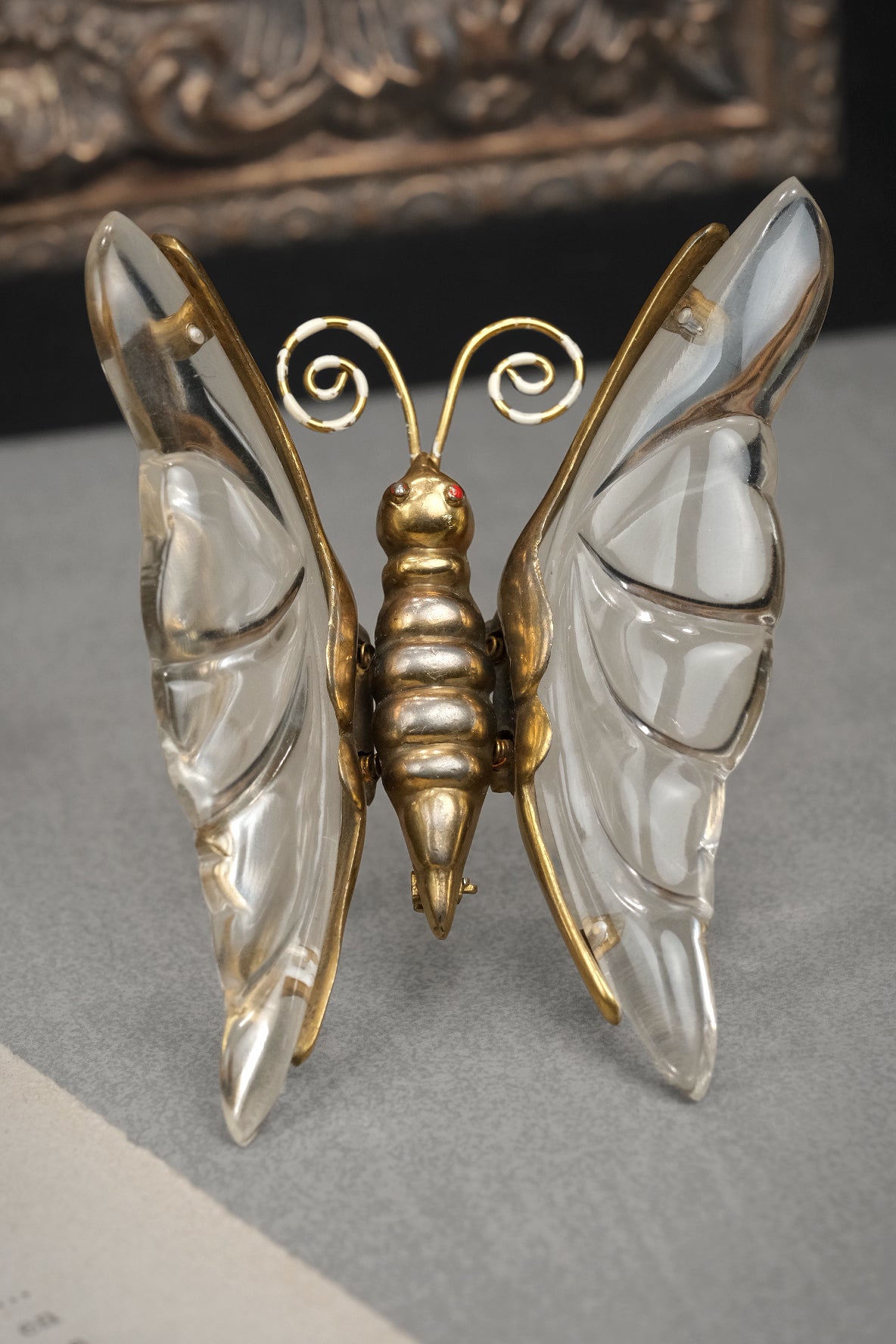 Rare Vintage 1940s Unsigned Jelly Belly Butterfly Brooch Trembler Wings Book Piece Similar