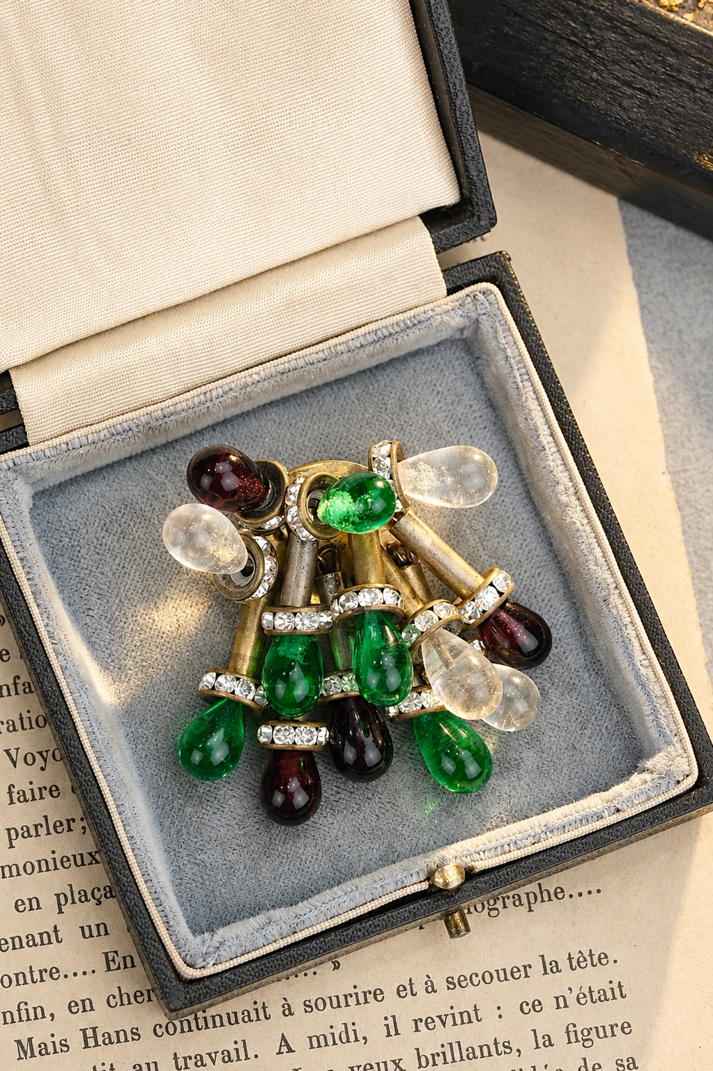 RARE Vintage Early Gripoix Poured Glass Firework Brooch | Multicolor Glass Drops