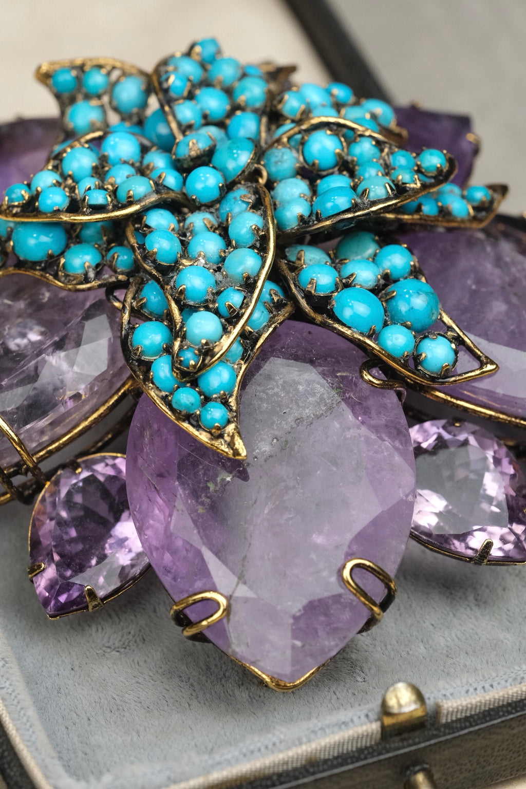 Vintage Iradj Moini Amethyst & Turquoise Brooch