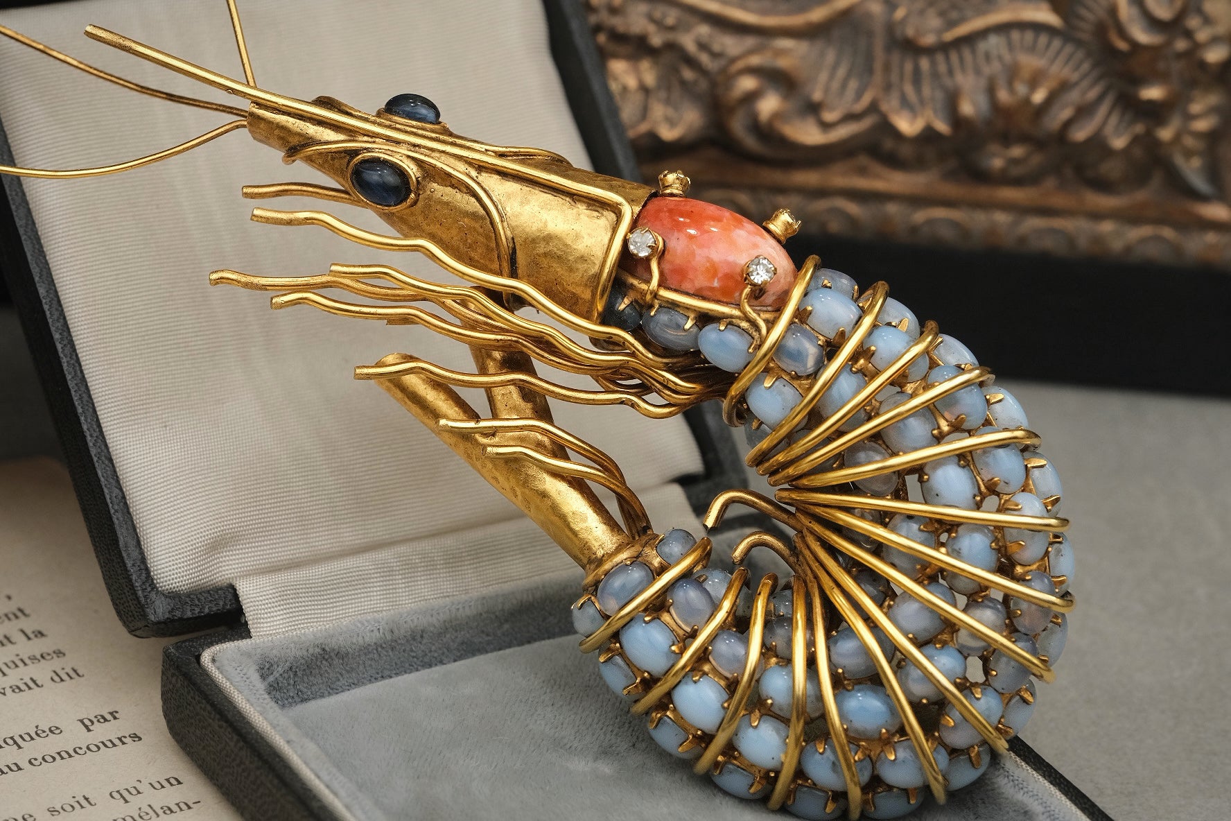 Rare Iradj Moini Handmade Shrimp Brooch – Large Figural Statement Piece
