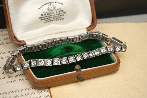 Antique Art Deco 925 sterling silver paste tennis-style bracelet photo 1
