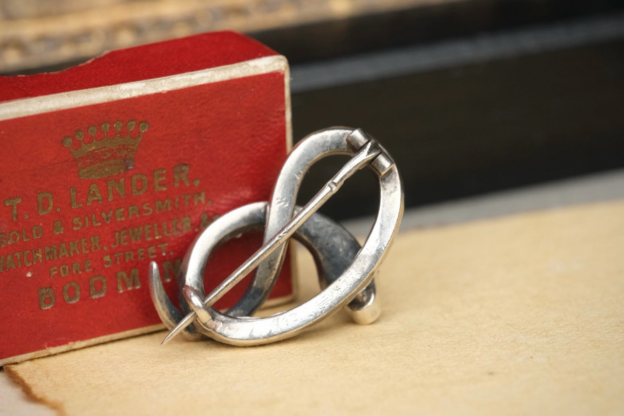 Antique Victorian silver-based paste coiled snake brooch with box photo 5