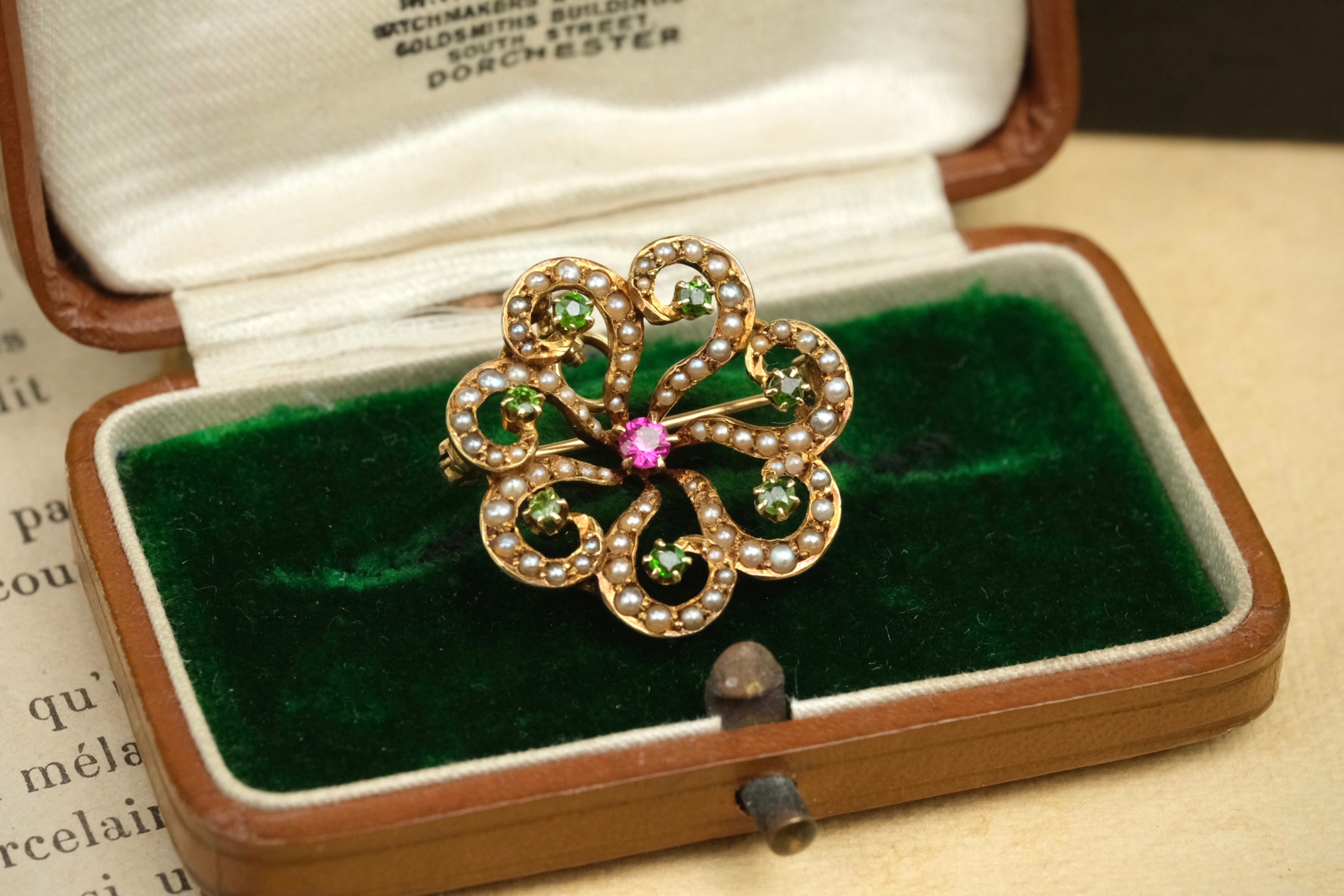 Edwardian 14K BIRKS brooch pendant front view