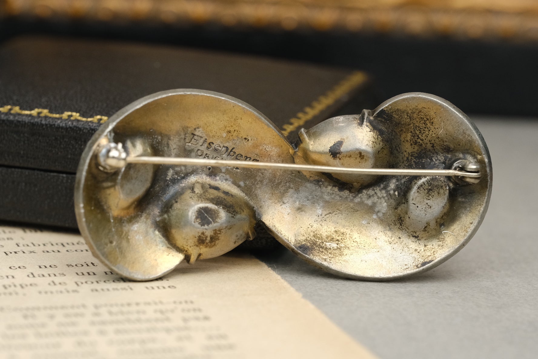 Eisenberg Original signature and pin mechanism on back of infinity knot brooch