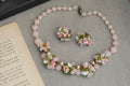 Vintage Louis Rousselet pastel glass flower necklace and Francel signed clip-on earrings set