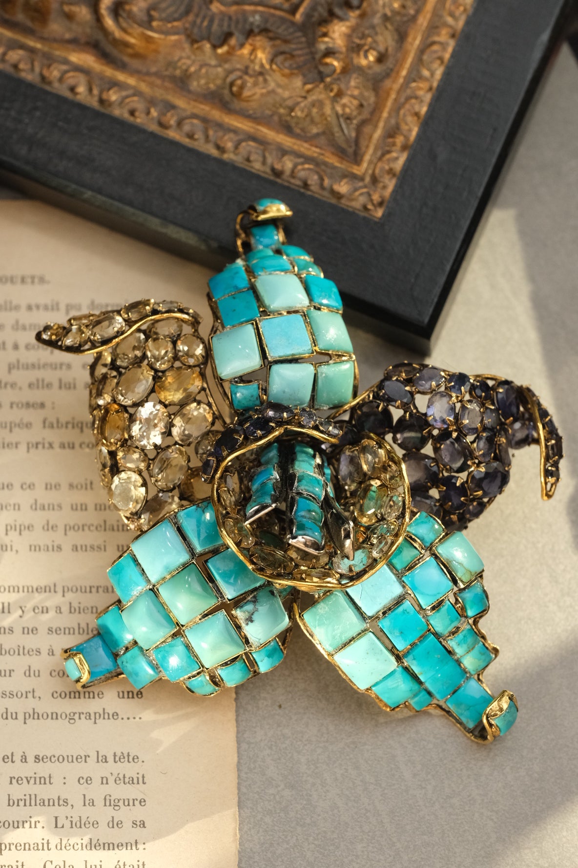 Large Iradj Moini orchid brooch with articulated trembler flower center