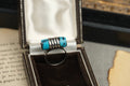 Handmade Navajo 925 sterling silver turquoise ring, front view