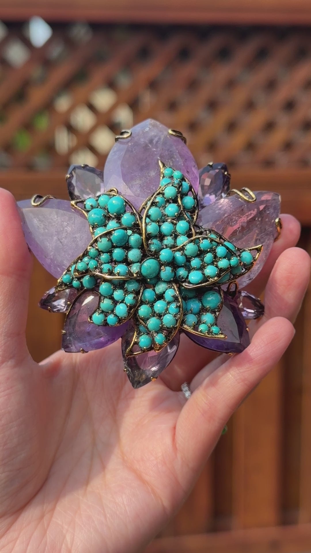 Vintage Iradj Moini Amethyst & Turquoise Brooch