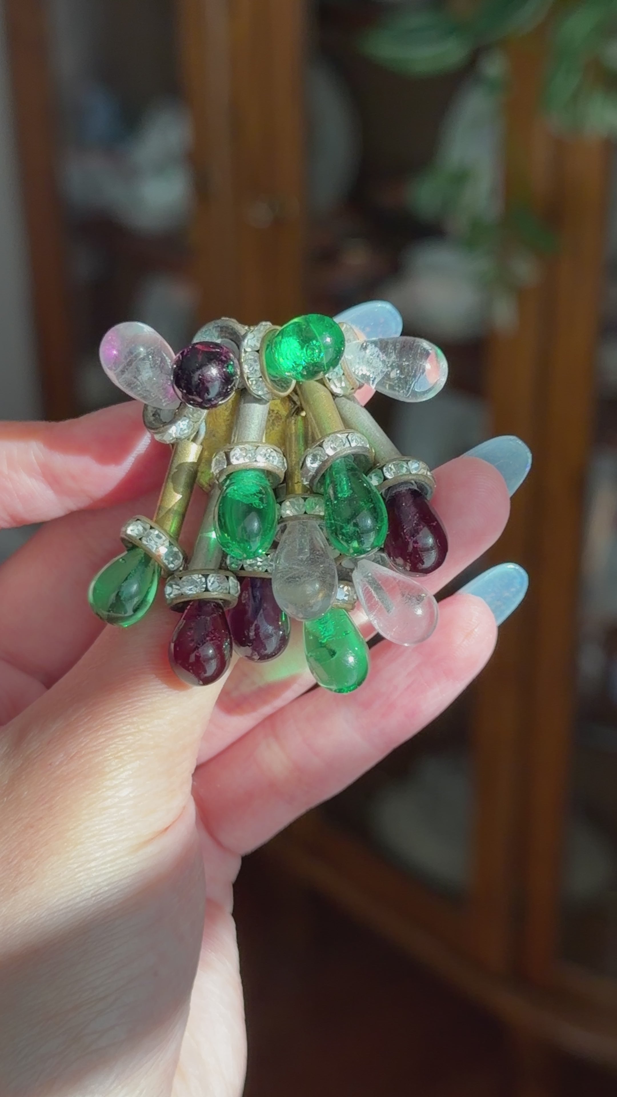 RARE Vintage Early Gripoix Poured Glass Firework Brooch | Multicolor Glass Drops
