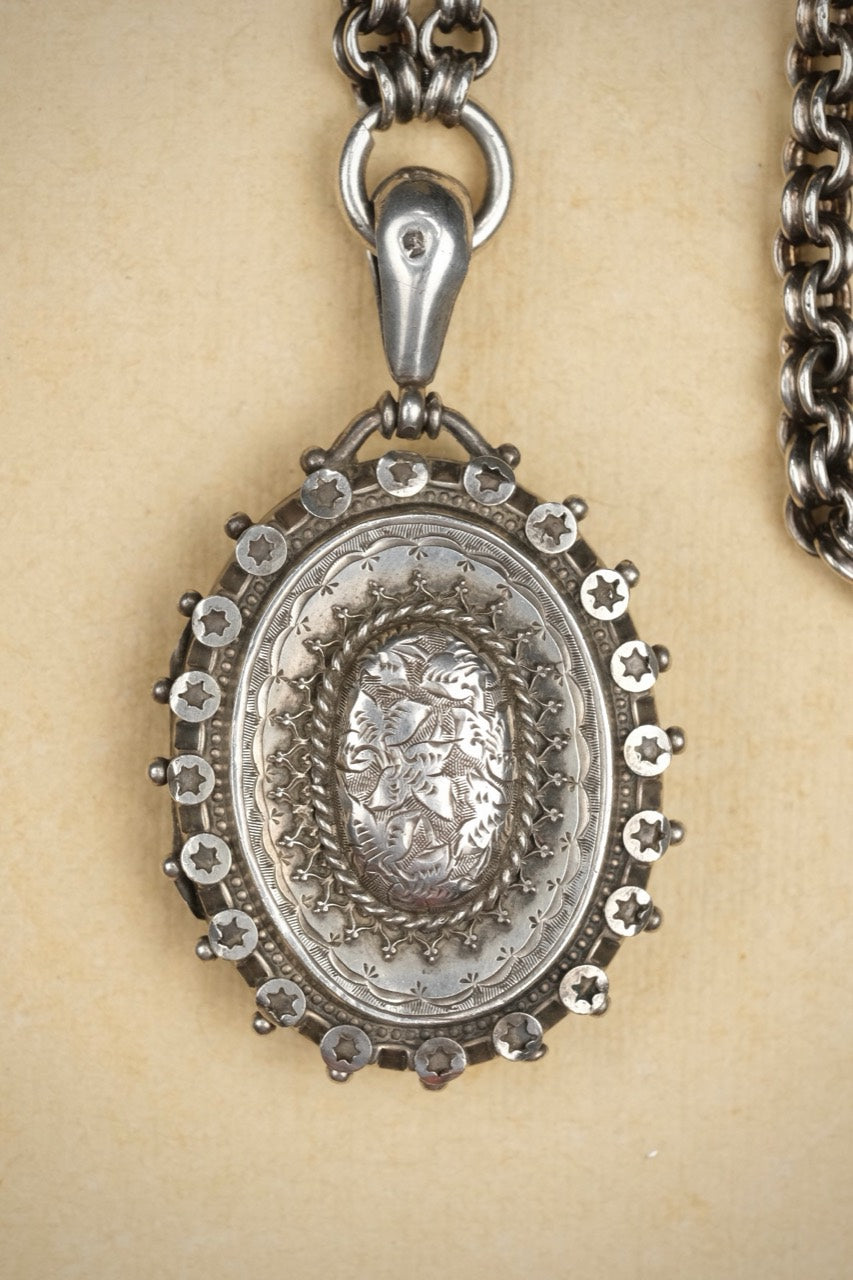 Victorian Sterling Silver locket necklace photo 4
