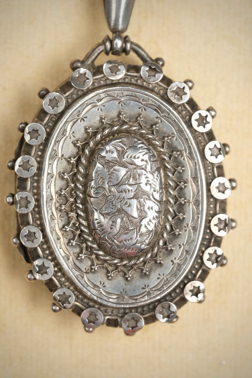Victorian Sterling Silver locket necklace photo 5