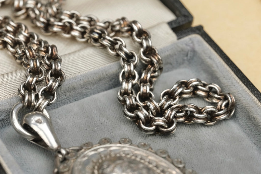 Victorian Sterling Silver locket necklace photo 7