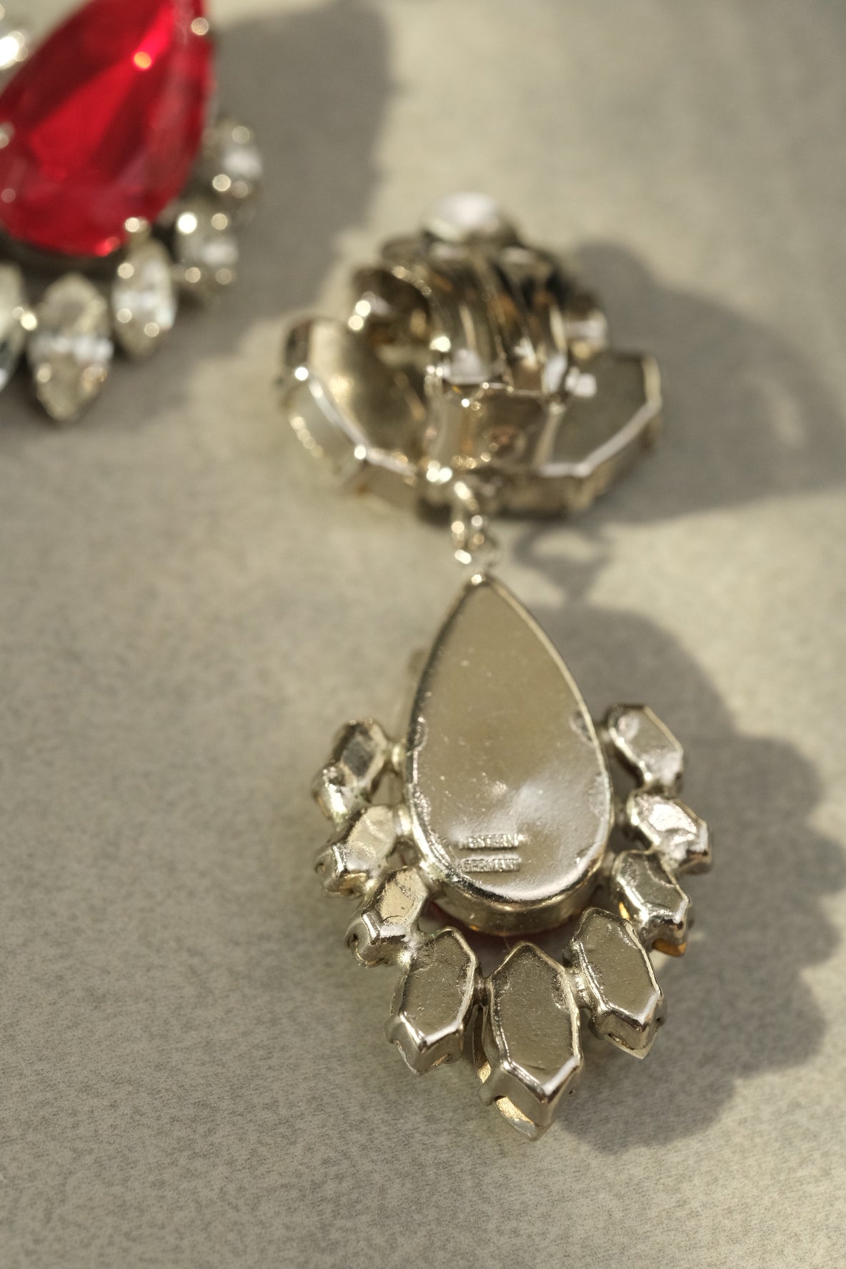 Western Germany signature and clip backs on vintage drop earrings